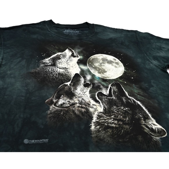 The Mountain Other - The Mountain Shirt Men's Medium Wolves Full Moon Tie Dye Graphic Tee USA Nature